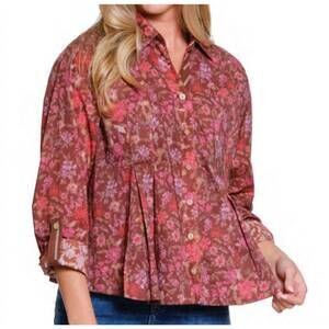 NEW TRU LUXE v-neck swing shirt in multi